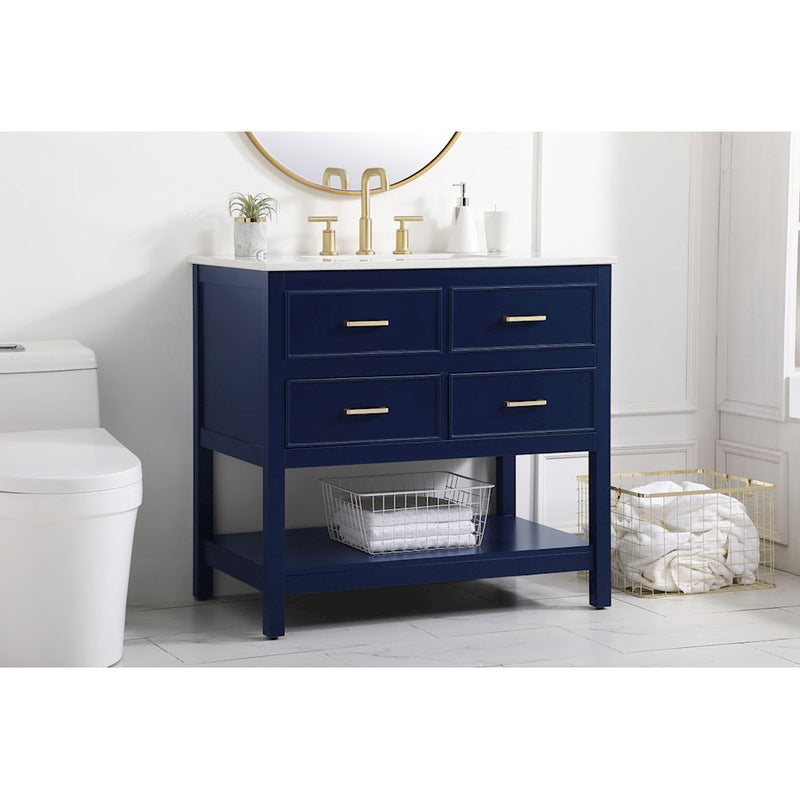 Elegant Kitchen/Bath Sinclaire 36" Single Bathroom Vanity, Blue