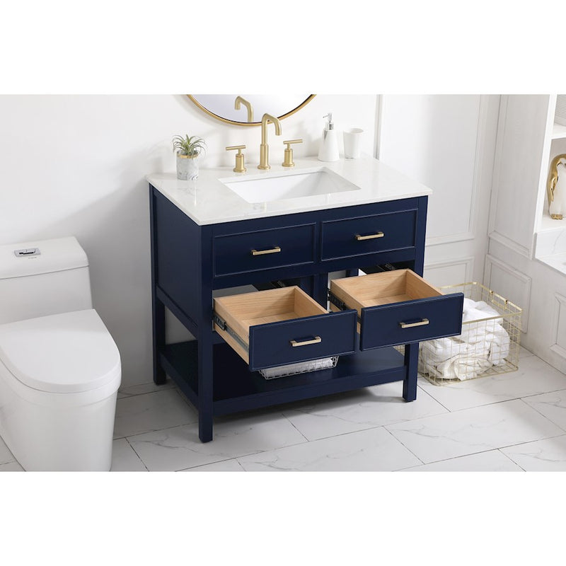 Elegant Kitchen/Bath Sinclaire 36" Single Bathroom Vanity, Blue