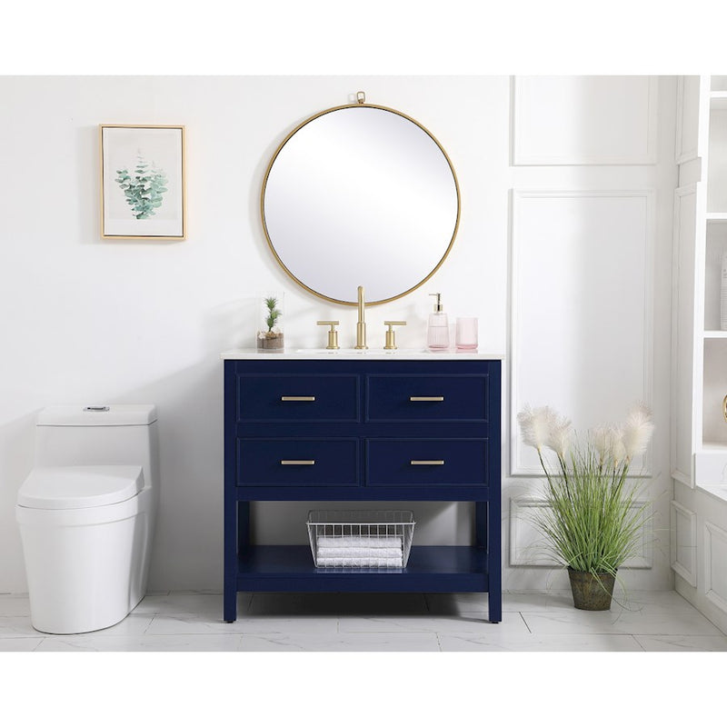 Elegant Kitchen/Bath Sinclaire 36" Single Bathroom Vanity, Blue