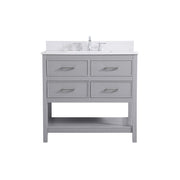 Elegant Sinclaire 36" Single Bathroom Vanity, Gray/Backsplash - VF19036GR-BS