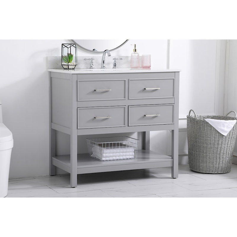 Elegant Sinclaire 36" Single Bathroom Vanity, Gray/Backsplash