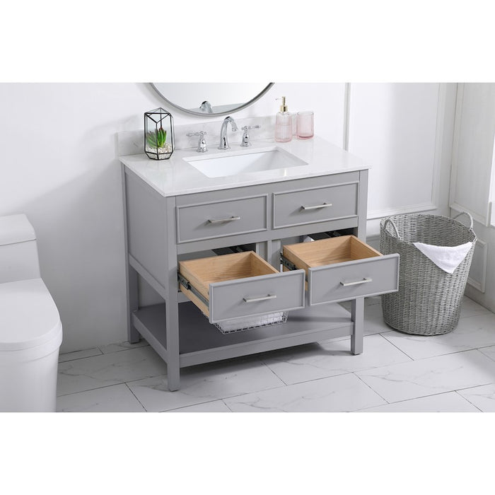 Elegant Sinclaire 36" Single Bathroom Vanity, Gray/Backsplash
