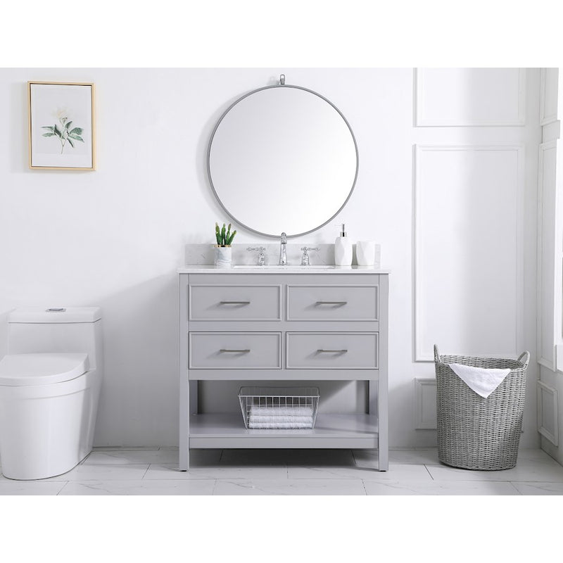 Elegant Sinclaire 36" Single Bathroom Vanity, Gray/Backsplash