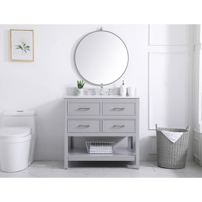 Elegant Sinclaire 36" Single Bathroom Vanity, Gray/Backsplash