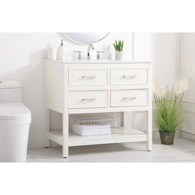 Elegant Kitchen/Bath Sinclaire 36" Single Bathroom Vanity, White
