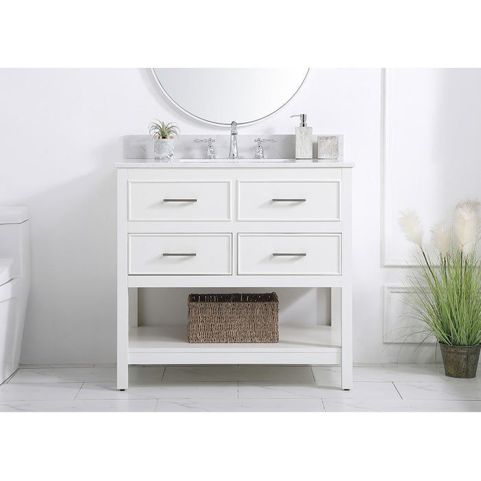 Elegant Sinclaire 36" Single Bathroom Vanity, White/Backsplash