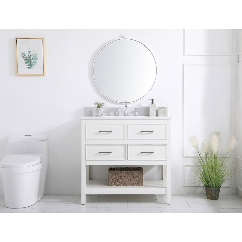 Elegant Sinclaire 36" Single Bathroom Vanity, White/Backsplash