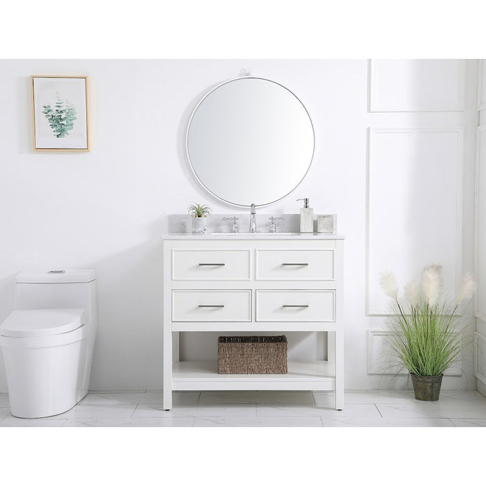 Elegant Sinclaire 36" Single Bathroom Vanity, White/Backsplash