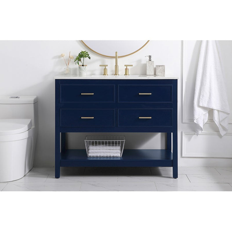 Elegant Kitchen/Bath Sinclaire 42" Single Bathroom Vanity, Blue