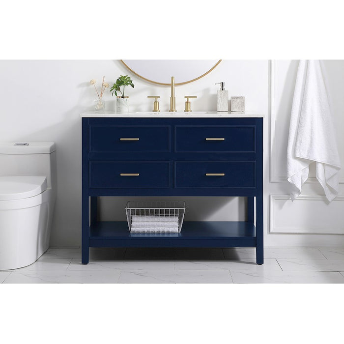 Elegant Kitchen/Bath Sinclaire 42" Single Bathroom Vanity, Blue
