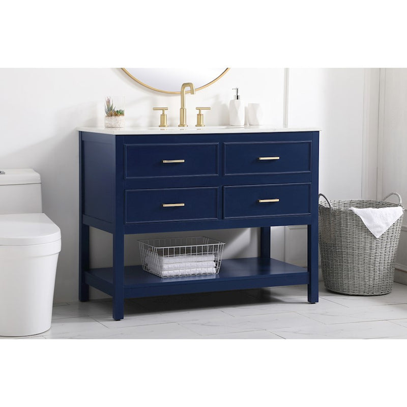 Elegant Kitchen/Bath Sinclaire 42" Single Bathroom Vanity, Blue
