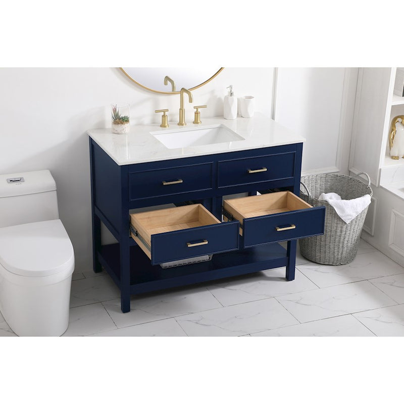 Elegant Kitchen/Bath Sinclaire 42" Single Bathroom Vanity, Blue