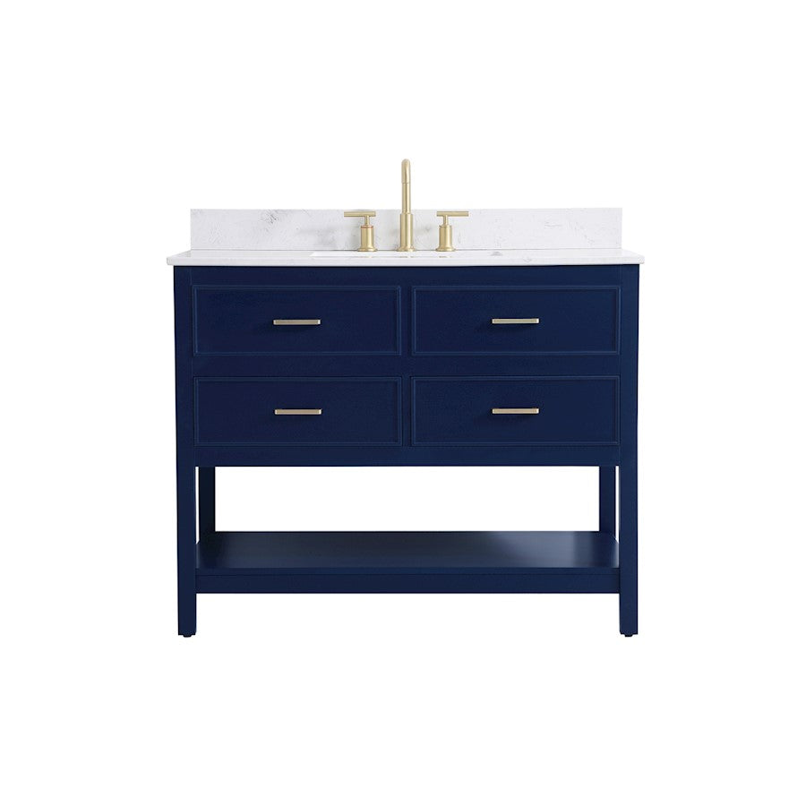 Elegant Sinclaire 42" Single Bathroom Vanity, Blue/Backsplash - VF19042BL-BS