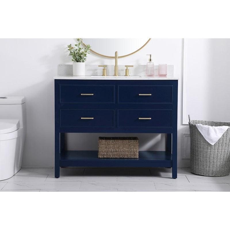 Elegant Sinclaire 42" Single Bathroom Vanity, Blue/Backsplash