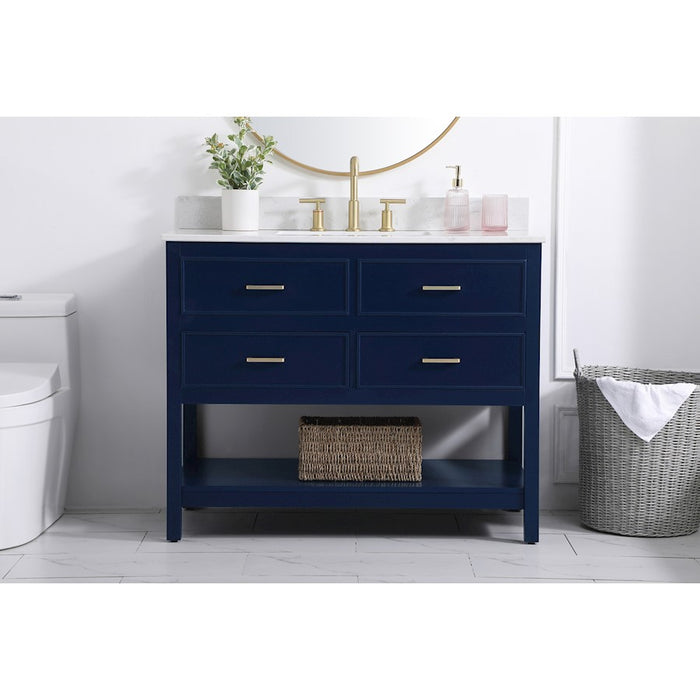 Elegant Sinclaire 42" Single Bathroom Vanity, Blue/Backsplash