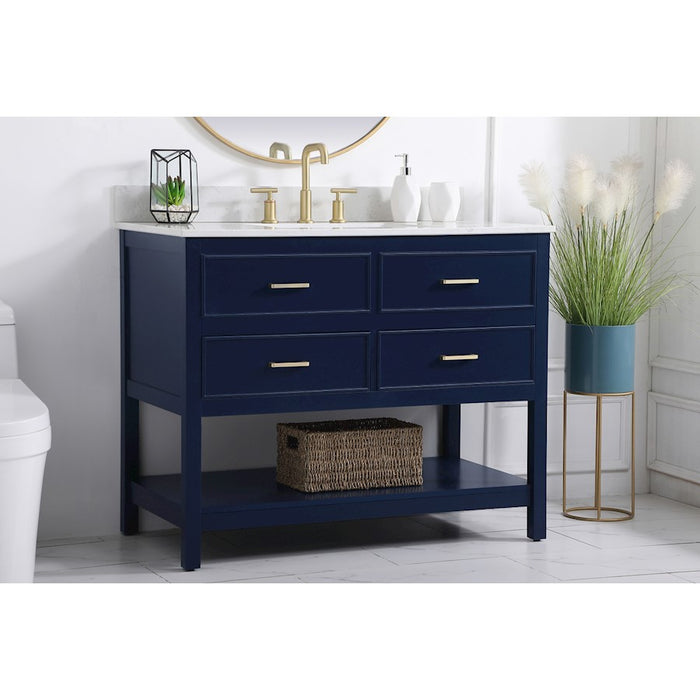 Elegant Sinclaire 42" Single Bathroom Vanity, Blue/Backsplash