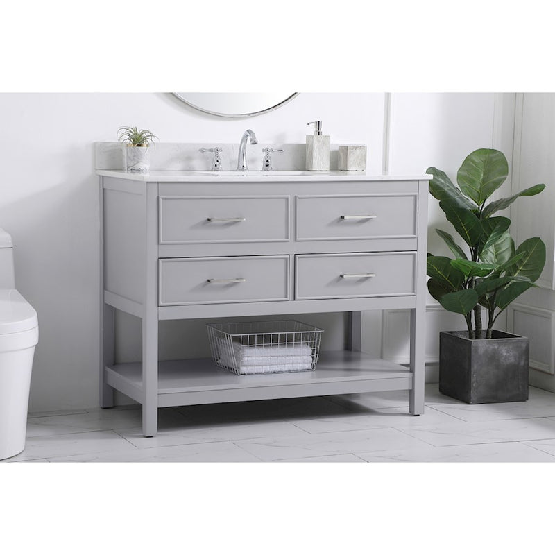 Elegant Sinclaire 42" Single Bathroom Vanity, Gray/Backsplash