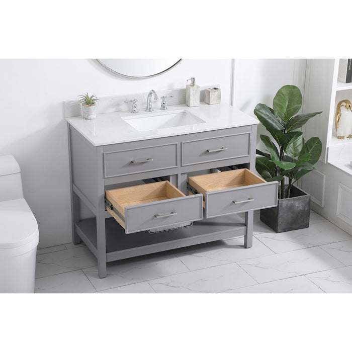 Elegant Sinclaire 42" Single Bathroom Vanity, Gray/Backsplash