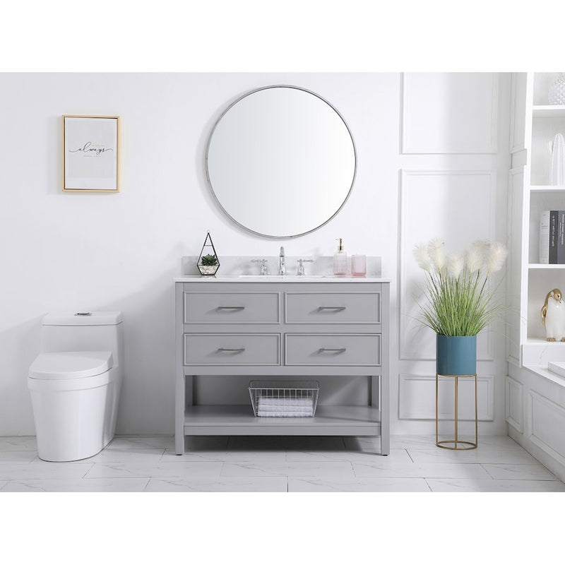 Elegant Sinclaire 42" Single Bathroom Vanity, Gray/Backsplash