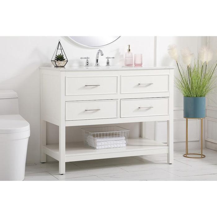 Elegant Kitchen/Bath Sinclaire 42" Single Bathroom Vanity, White