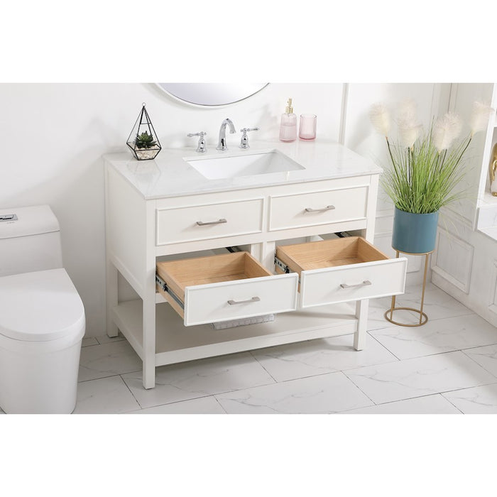 Elegant Kitchen/Bath Sinclaire 42" Single Bathroom Vanity, White