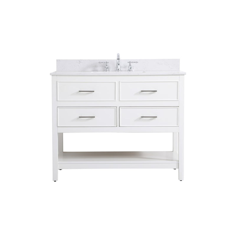 Elegant Sinclaire 42" Single Bathroom Vanity, White/Backsplash - VF19042WH-BS