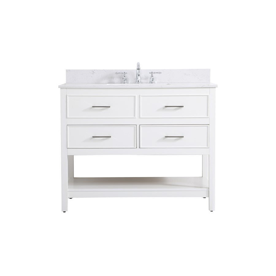 Elegant Sinclaire 42" Single Bathroom Vanity, White/Backsplash - VF19042WH-BS