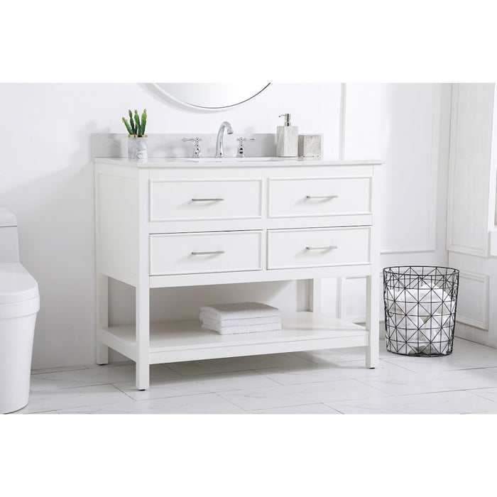 Elegant Sinclaire 42" Single Bathroom Vanity, White/Backsplash