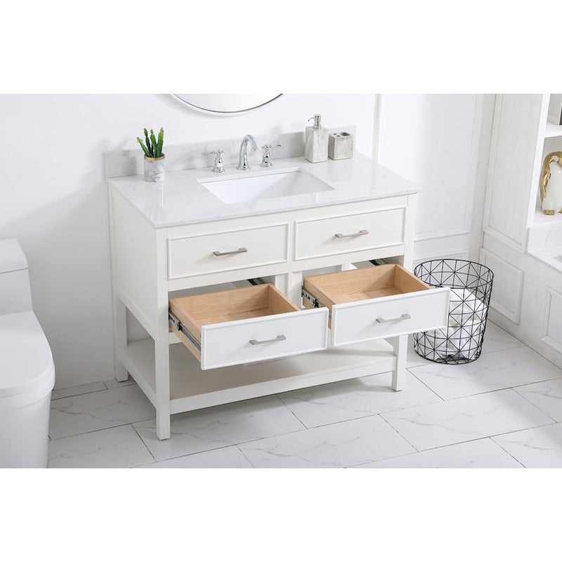 Elegant Sinclaire 42" Single Bathroom Vanity, White/Backsplash