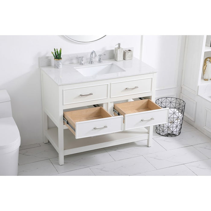 Elegant Sinclaire 42" Single Bathroom Vanity, White/Backsplash