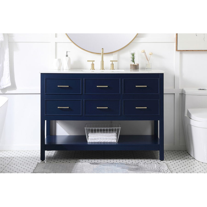 Elegant Kitchen/Bath Sinclaire 48" Single Bathroom Vanity, Blue