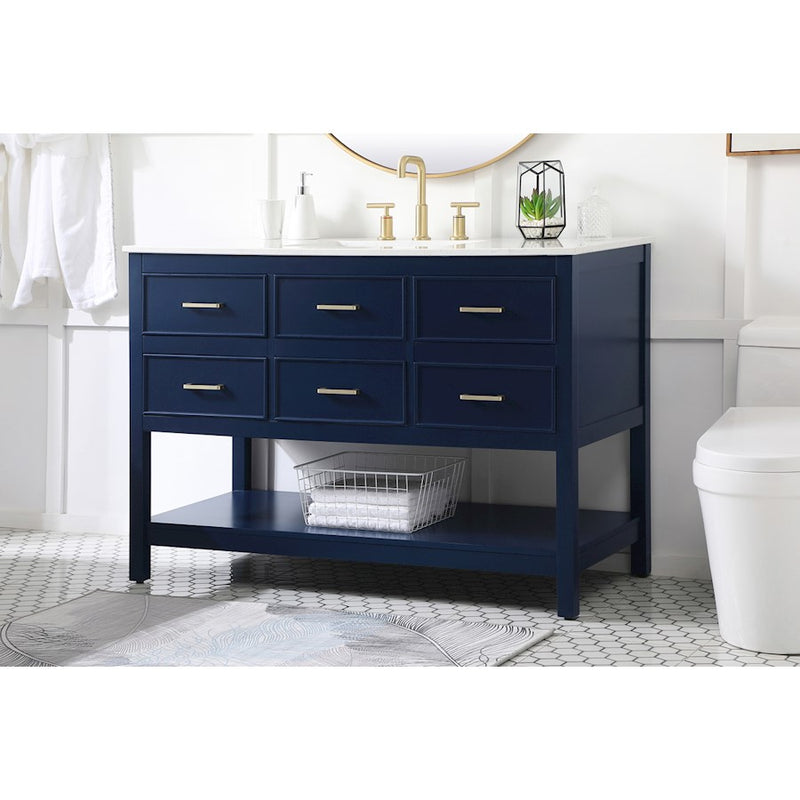 Elegant Kitchen/Bath Sinclaire 48" Single Bathroom Vanity, Blue