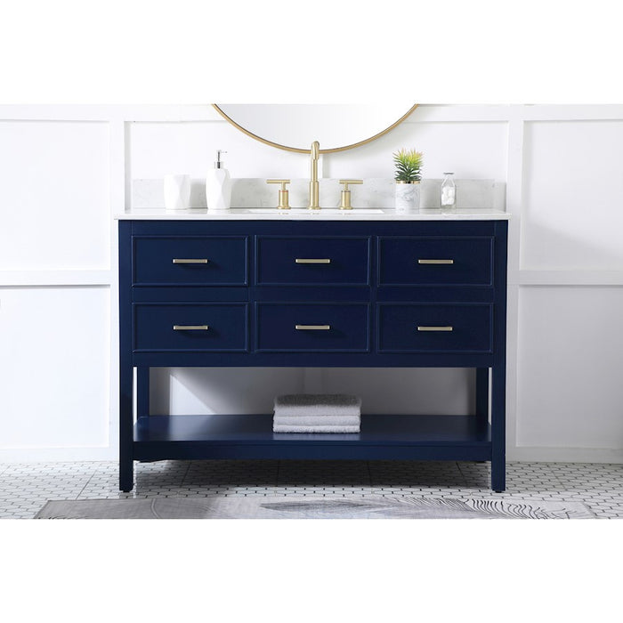Elegant Sinclaire 48" Single Bathroom Vanity, Blue/Backsplash