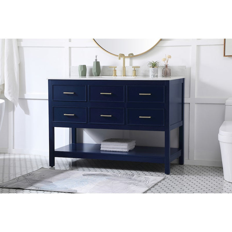 Elegant Sinclaire 48" Single Bathroom Vanity, Blue/Backsplash