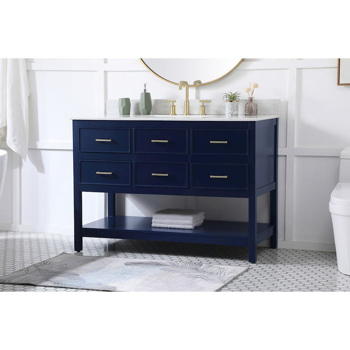 Elegant Sinclaire 48" Single Bathroom Vanity, Blue/Backsplash