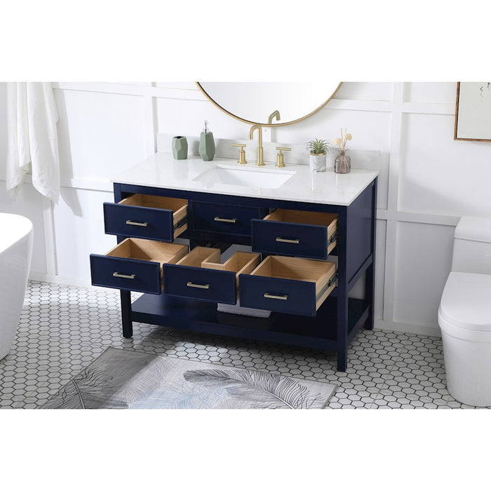 Elegant Sinclaire 48" Single Bathroom Vanity, Blue/Backsplash