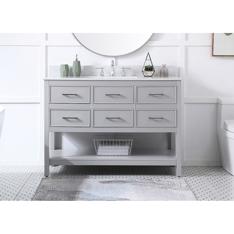 Elegant Sinclaire 48" Single Bathroom Vanity, Gray/Backsplash