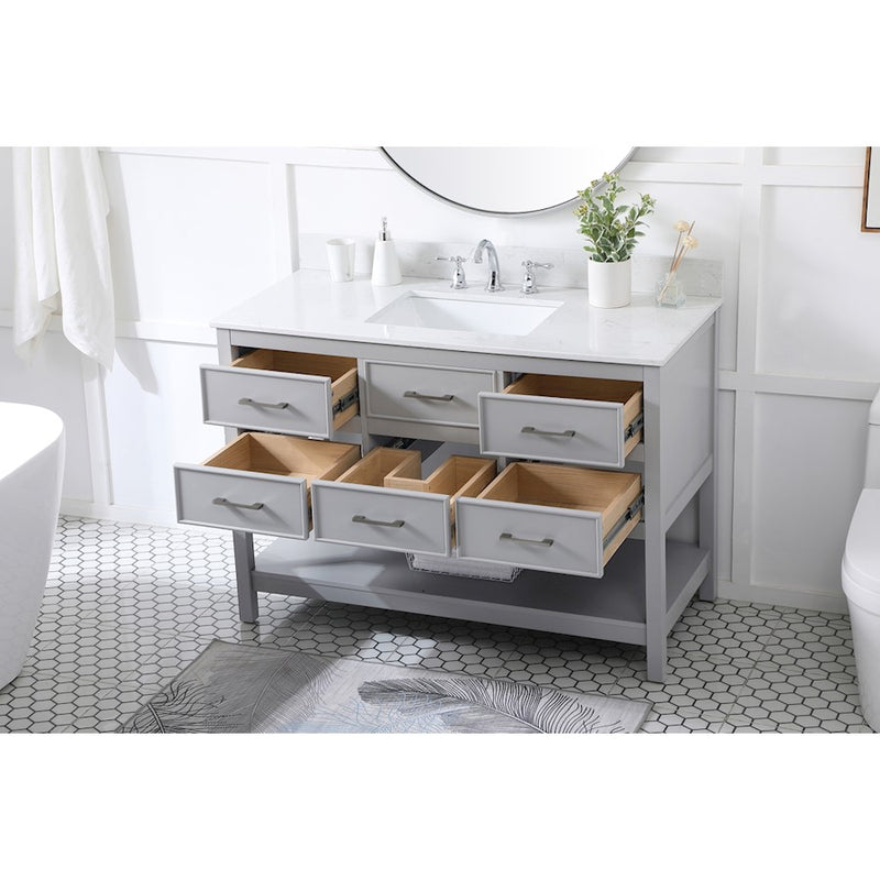 Elegant Sinclaire 48" Single Bathroom Vanity, Gray/Backsplash