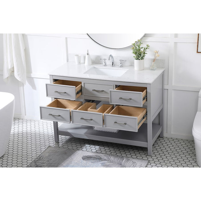 Elegant Sinclaire 48" Single Bathroom Vanity, Gray/Backsplash