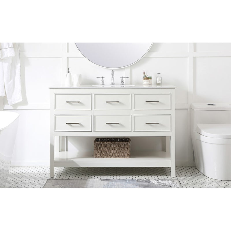Elegant Kitchen/Bath Sinclaire 48" Single Bathroom Vanity, White
