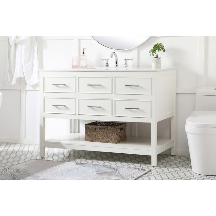 Elegant Kitchen/Bath Sinclaire 48" Single Bathroom Vanity, White