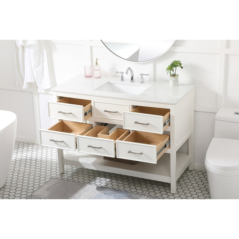 Elegant Kitchen/Bath Sinclaire 48" Single Bathroom Vanity, White