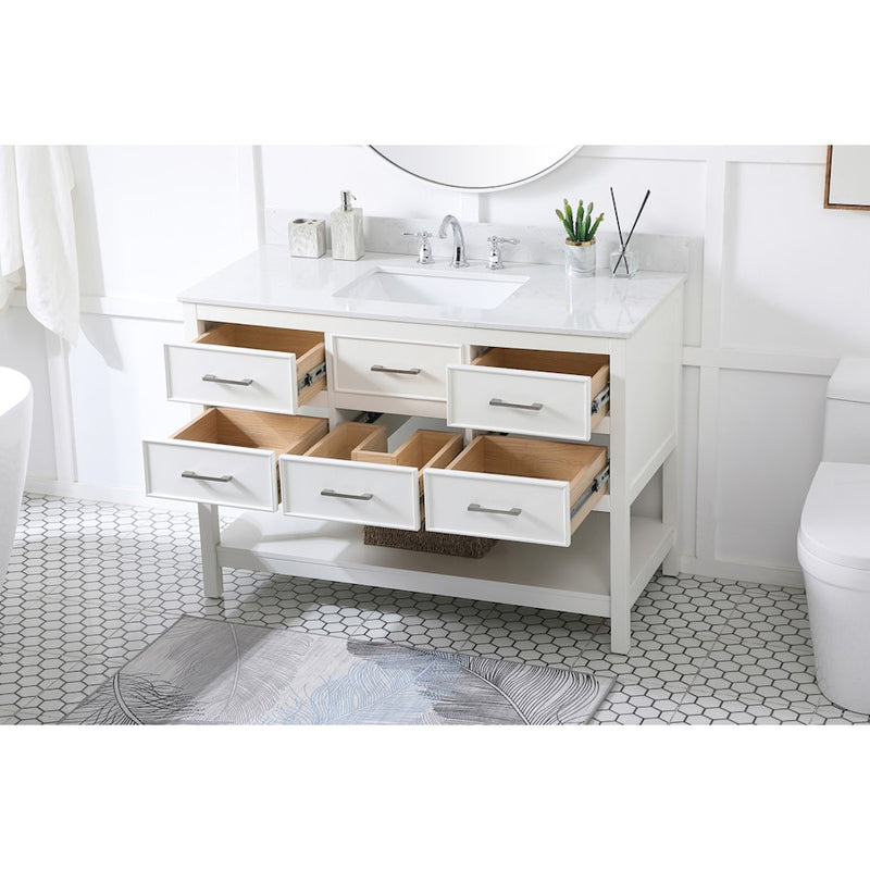 Elegant Sinclaire 48" Single Bathroom Vanity, White/Backsplash