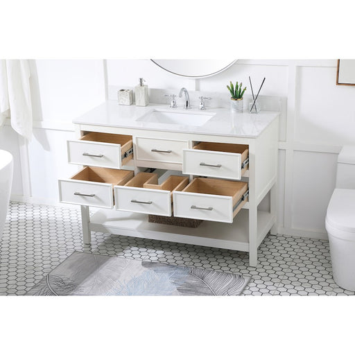 Elegant Sinclaire 48" Single Bathroom Vanity, White/Backsplash