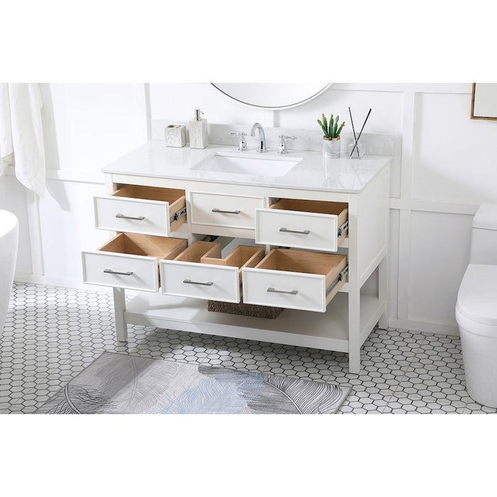 Elegant Sinclaire 48" Single Bathroom Vanity, White/Backsplash