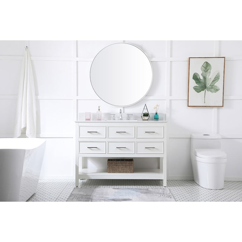 Elegant Sinclaire 48" Single Bathroom Vanity, White/Backsplash