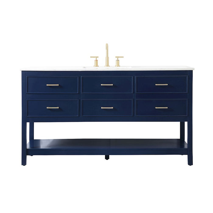 Elegant Kitchen/Bath Sinclaire 60" Single Bathroom Vanity, Blue - VF19060BL