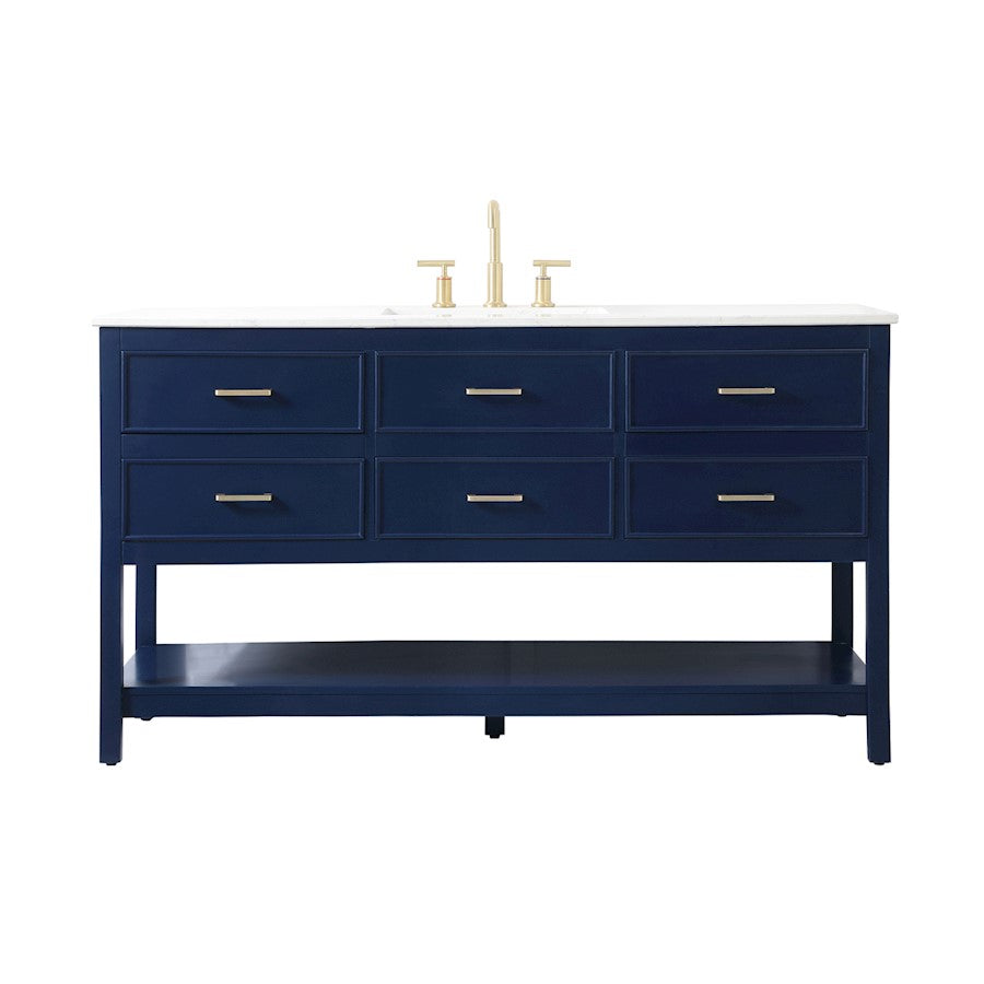 Elegant Kitchen/Bath Sinclaire 60" Single Bathroom Vanity, Blue - VF19060BL