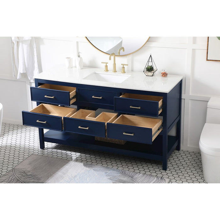 Elegant Kitchen/Bath Sinclaire 60" Single Bathroom Vanity, Blue