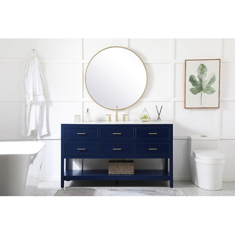 Elegant Kitchen/Bath Sinclaire 60" Single Bathroom Vanity, Blue